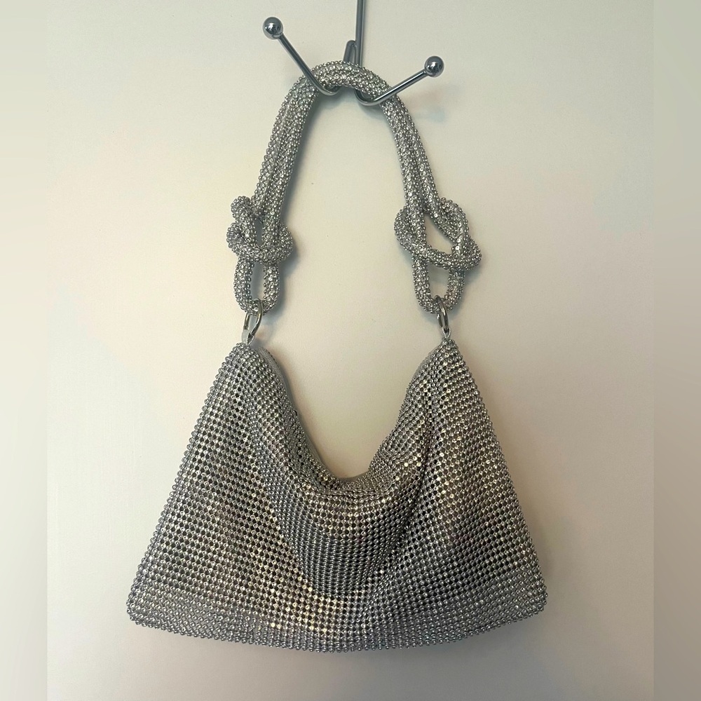 Silver rhinestone handbag/clutch. 90’s and 2000 vintage inspired.